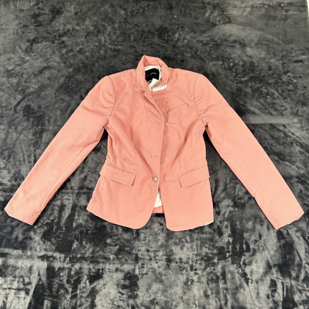 Banana Republic Blazer Womens 2 Pink Textured Waffle Knit Single Button Lined